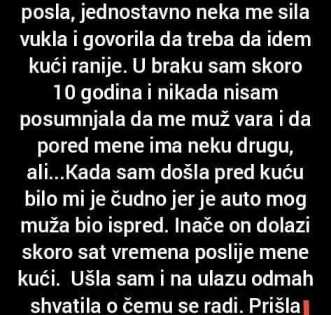 Ispovijest: Jučer sam se vratila ranije sa posla jednostavno neka me sila vukla …