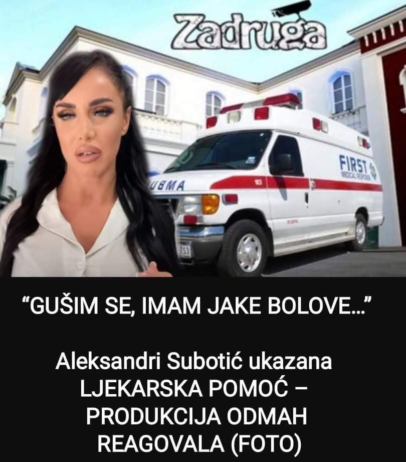 Pogledajte šta se desilo Aleksandri Subotić, ukazana joj je ljekarska pomoć, produkcija odmah reagovala