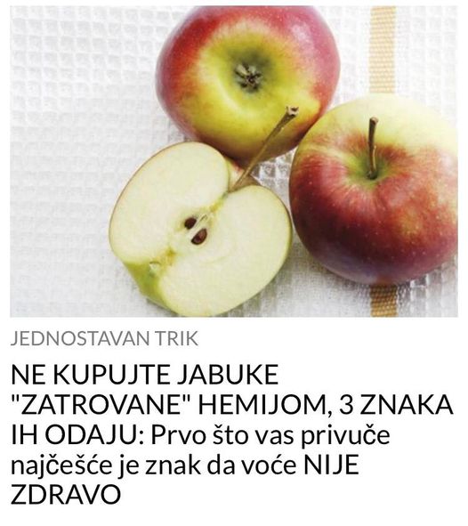 POGLEDAJTE KAKO OTKRITI HEMIJSKI TRETIRANE JABUKE