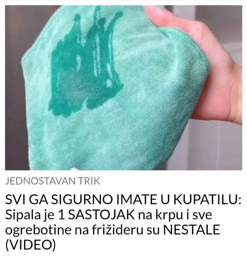 Sipala je 1 SASTOJAK na krpu i sve ogrebotine na frižideru su NESTALE