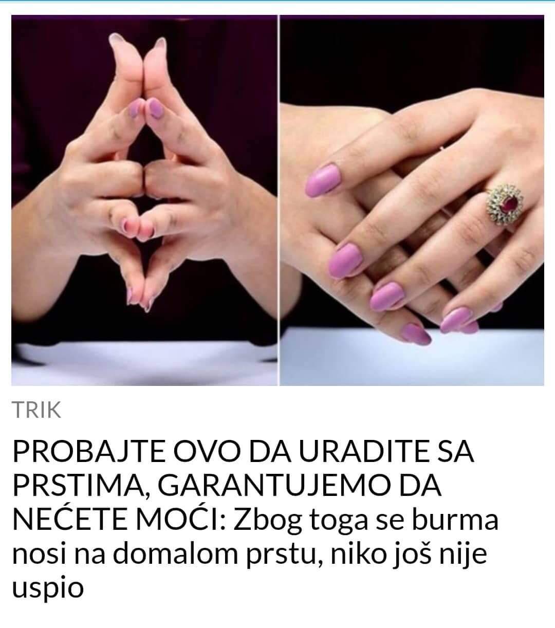 ISPROBAJTE OVAJ TRIK SA PRSTIMA, GARANTUJEMO DA NEĆETE USPJETI