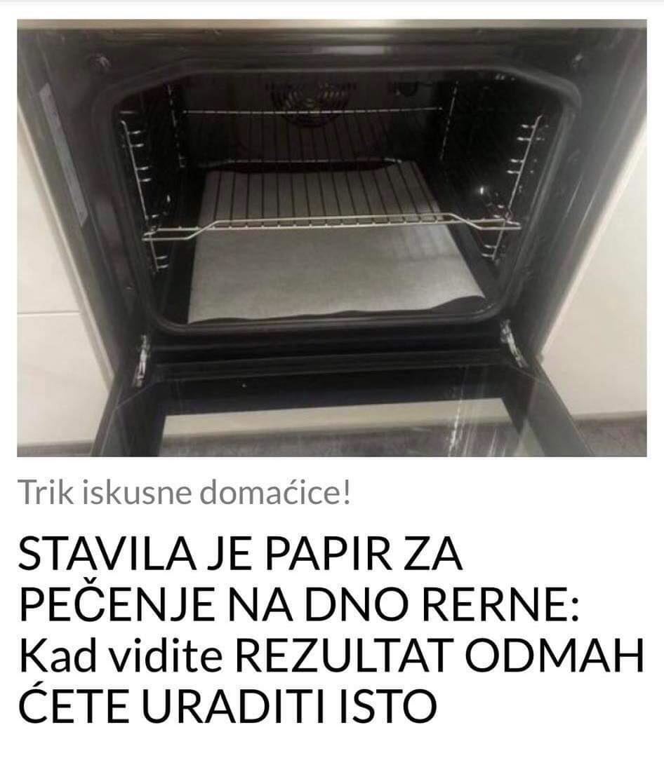 NA DNO RERNE STAVITE PAPIR ZA PEČENJE ZA OVE REZULTATE