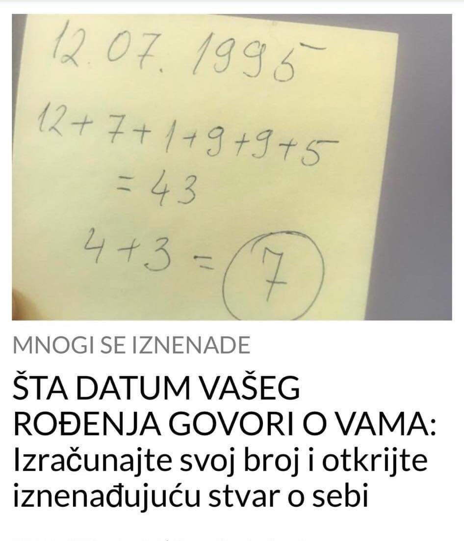 STA VAS DATUM ROĐENJA GOVORI O VAMA