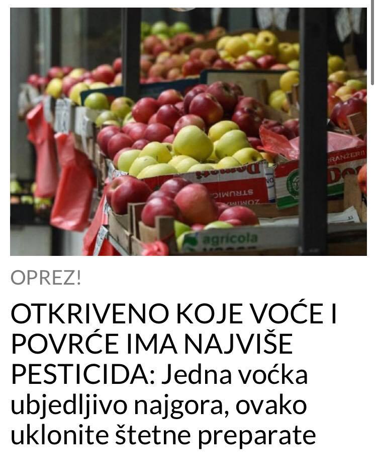 EVO KOJE VOĆE I POVRĆE IMA NAJVIŠE PESTICIDA