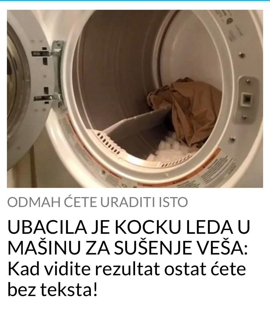 POGLEDAJTE STA SE DESI KADA UBACITE KOCKU LEDA U MASINU ZA SUSENJE VESA