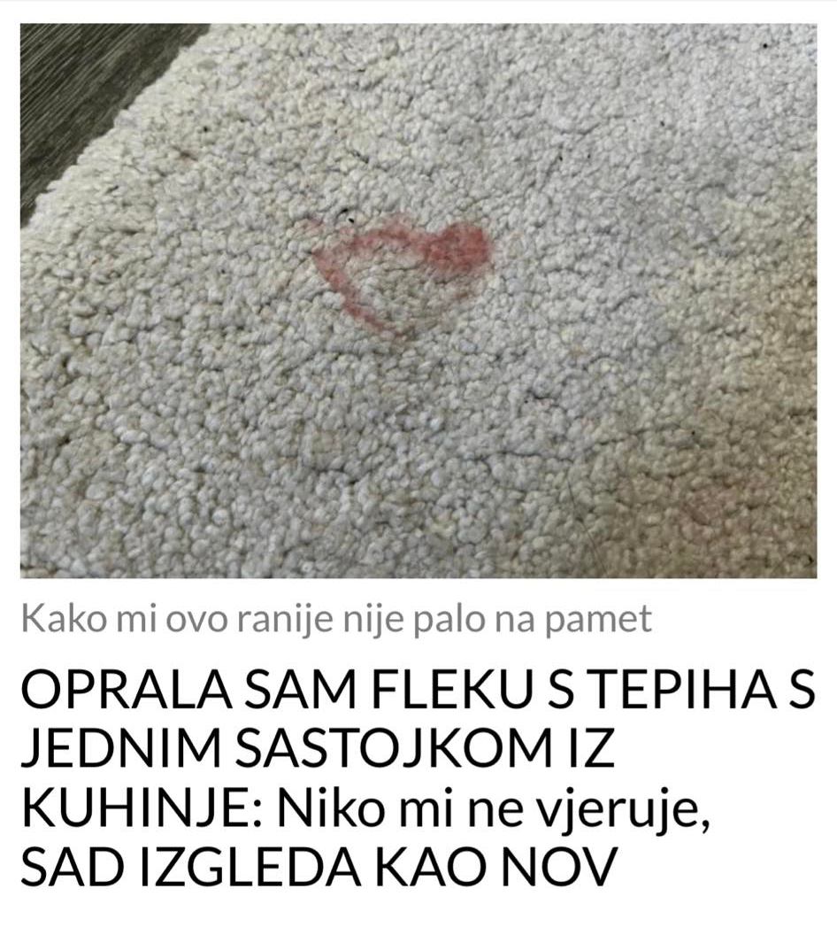 POGLEDAJTE SA KOJIM SASTOJKOM MOZETE OPRATI FLEKU SA TEPIHA